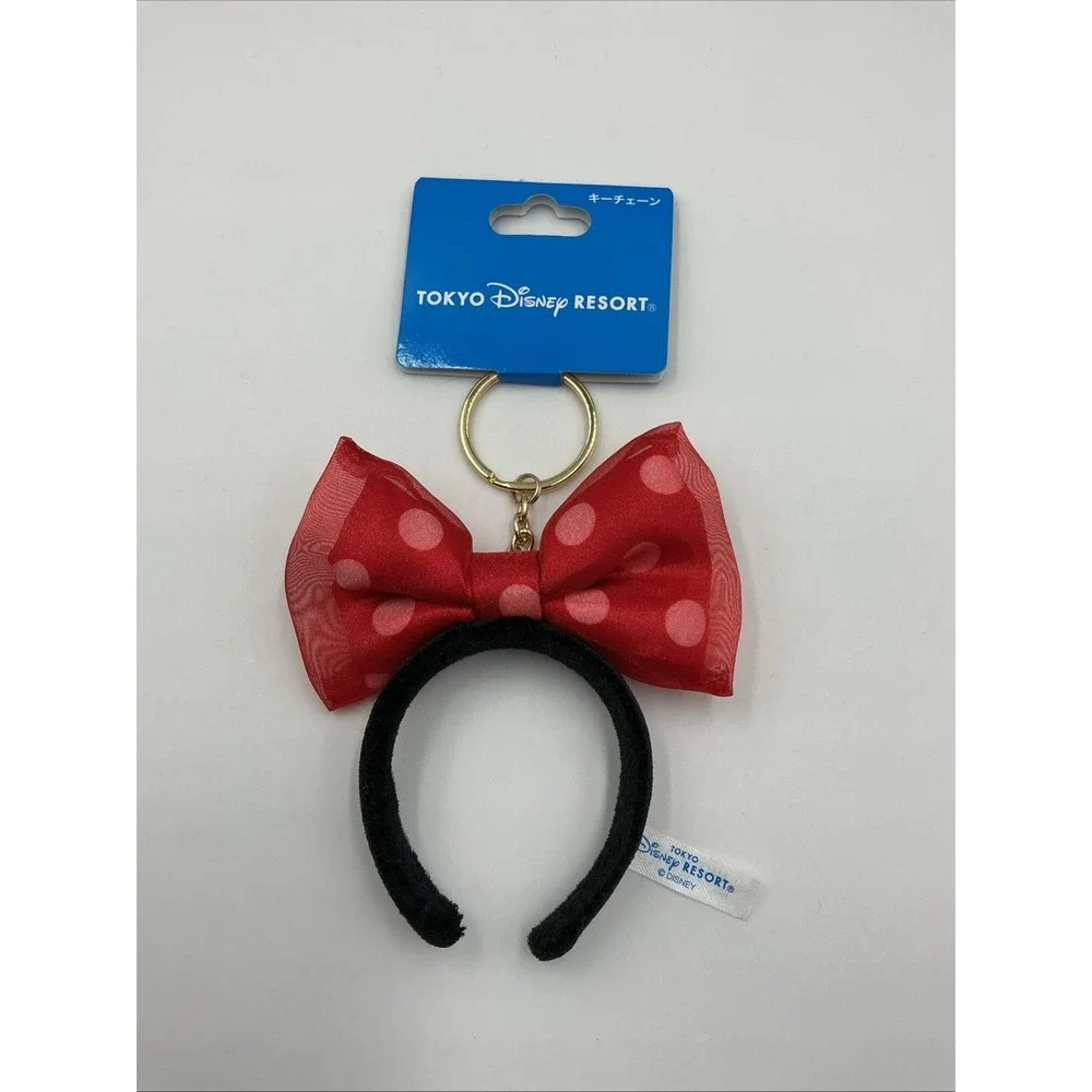 New Tokyo Disney Resort Ears Headband Keychain Minnie Day Polka Dot Tule Red